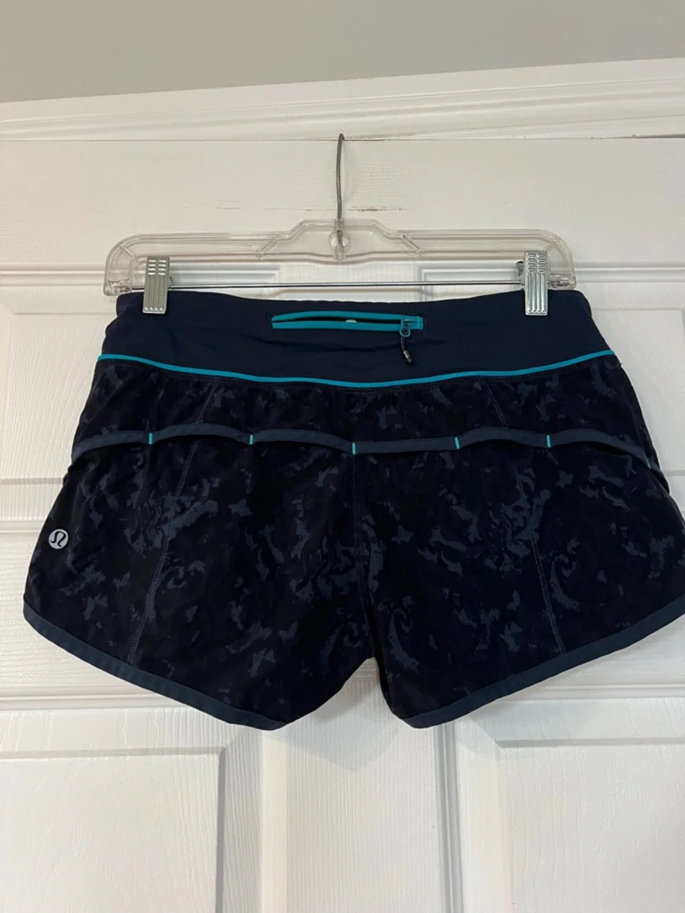lululemon athletica Navy Athletic Shorts with Teal Trim - Picture 2 of 4